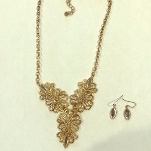 Chico’s gold necklace and earring set